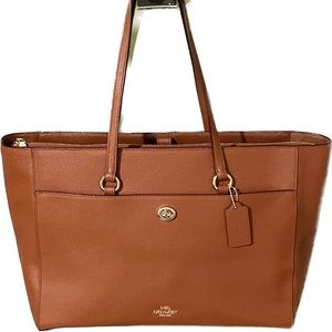 Coach Brown Leather Extra Large Folio Computer Tote Bag